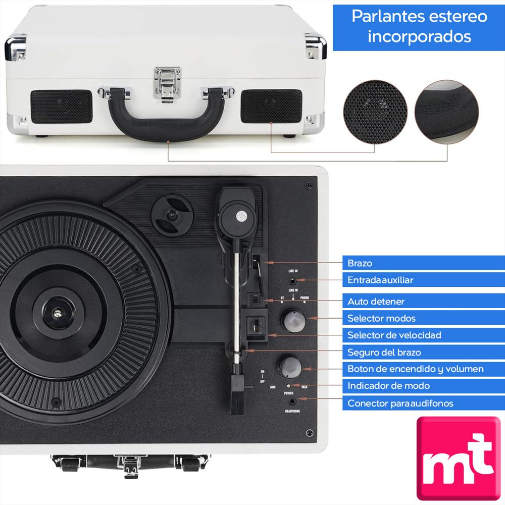 Tocadiscos Reproduce Y Graba Vinilos Lp Con Altavoces img #4