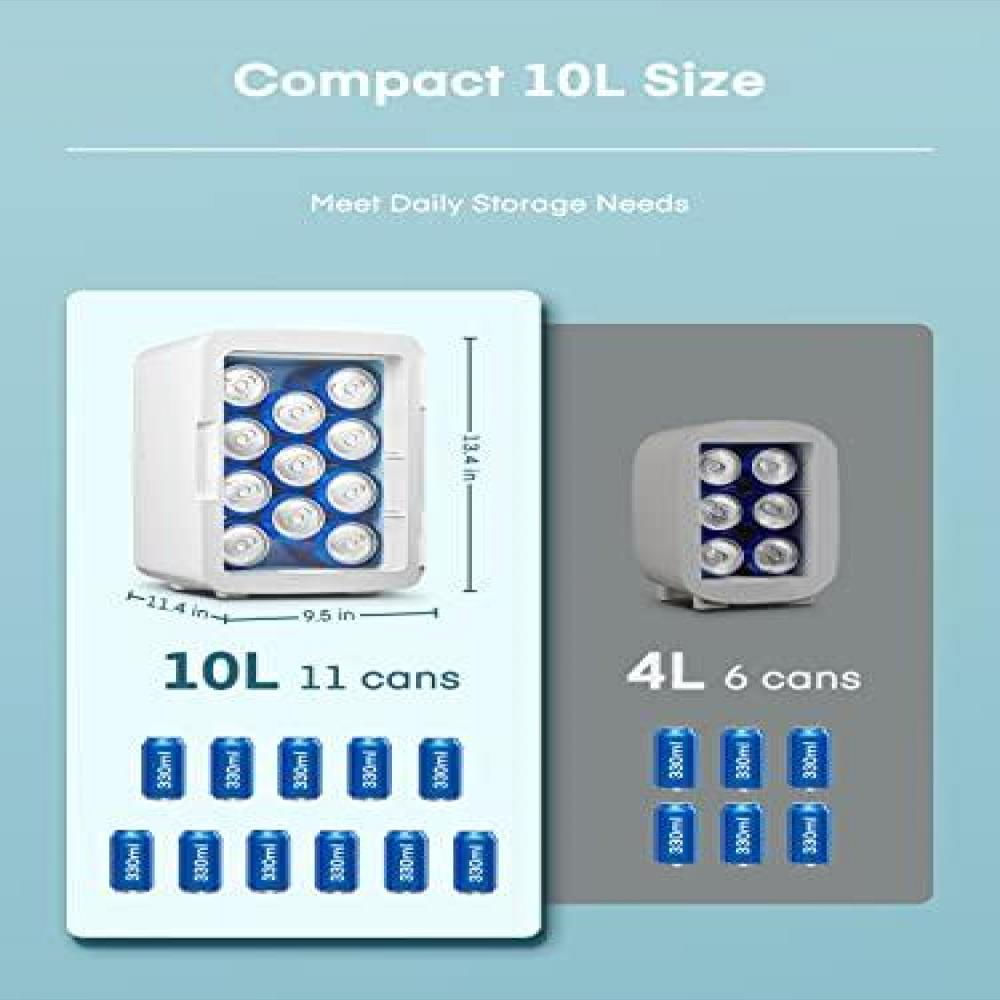 Mini Nevera Fohere 10 Litros Color Blanco Portátil Con Espejo Para img #3