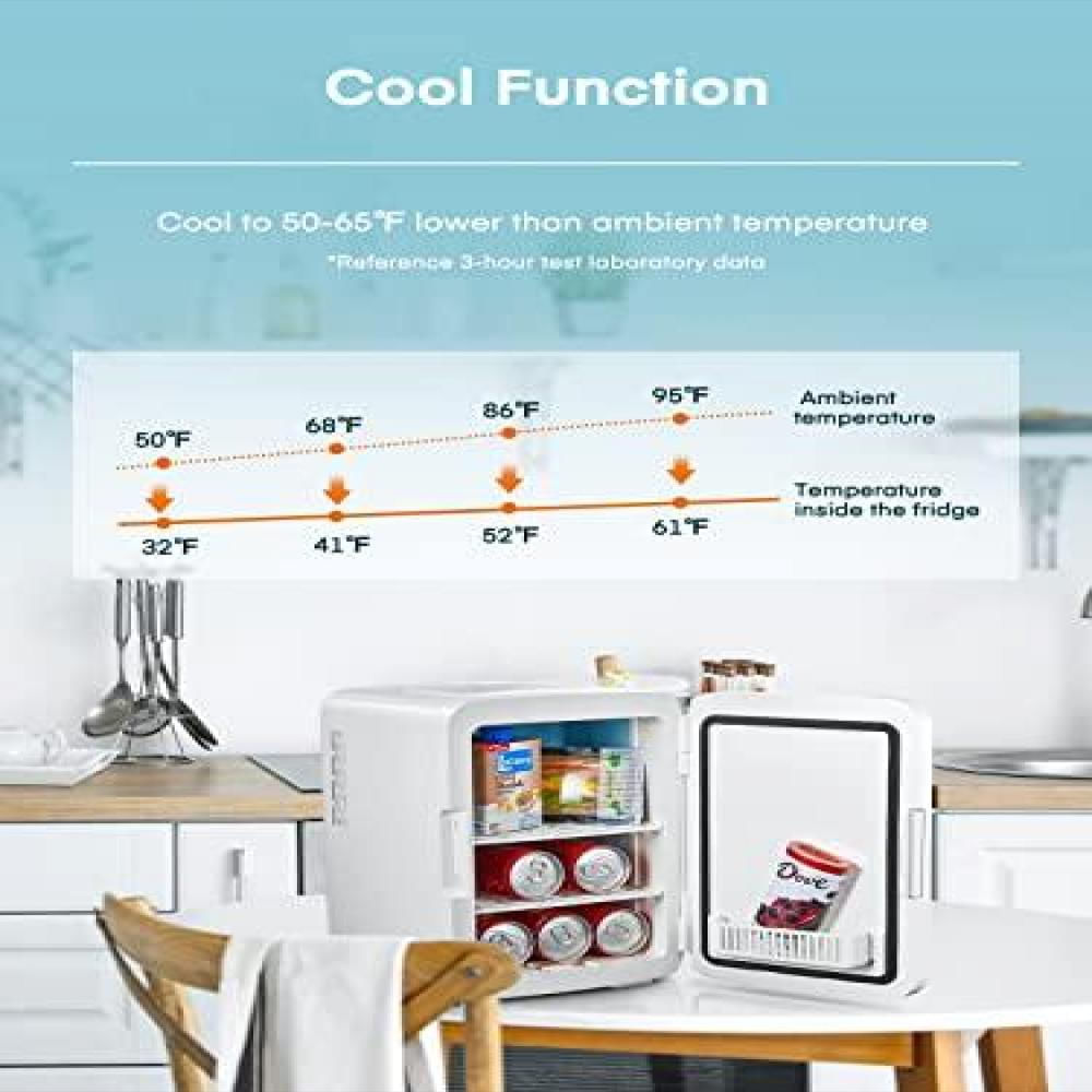 Mini Nevera Fohere 10 Litros Color Blanco Portátil Con Espejo Para img #4