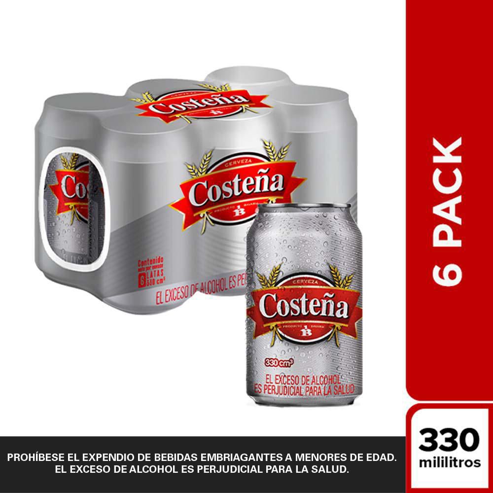 Cerveza COSTENA lata x 6und (1980 ml)