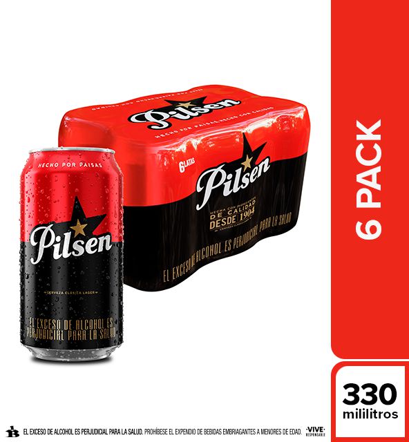 Cerveza sixpack lata PILSEN 1980 ml