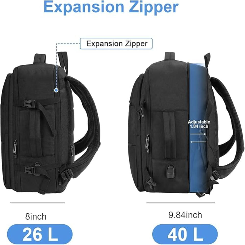 Maleta De Mano Para Cabina Viaje Y Ordenador Usb Impermeable + Organizador De Maleta 7 Piezas (Negra) img #2