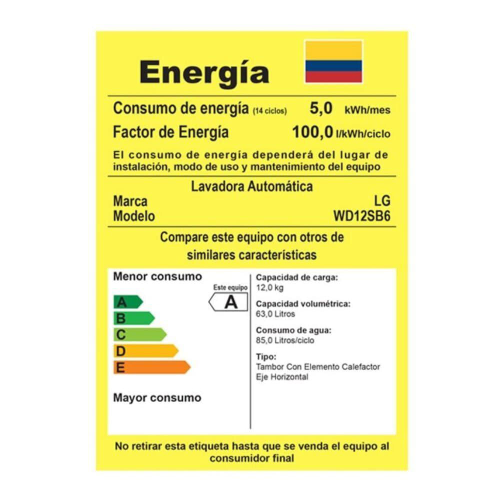 Lavadora Secadora Lg 12Kg Stone Silver Wd12sb6 img #5