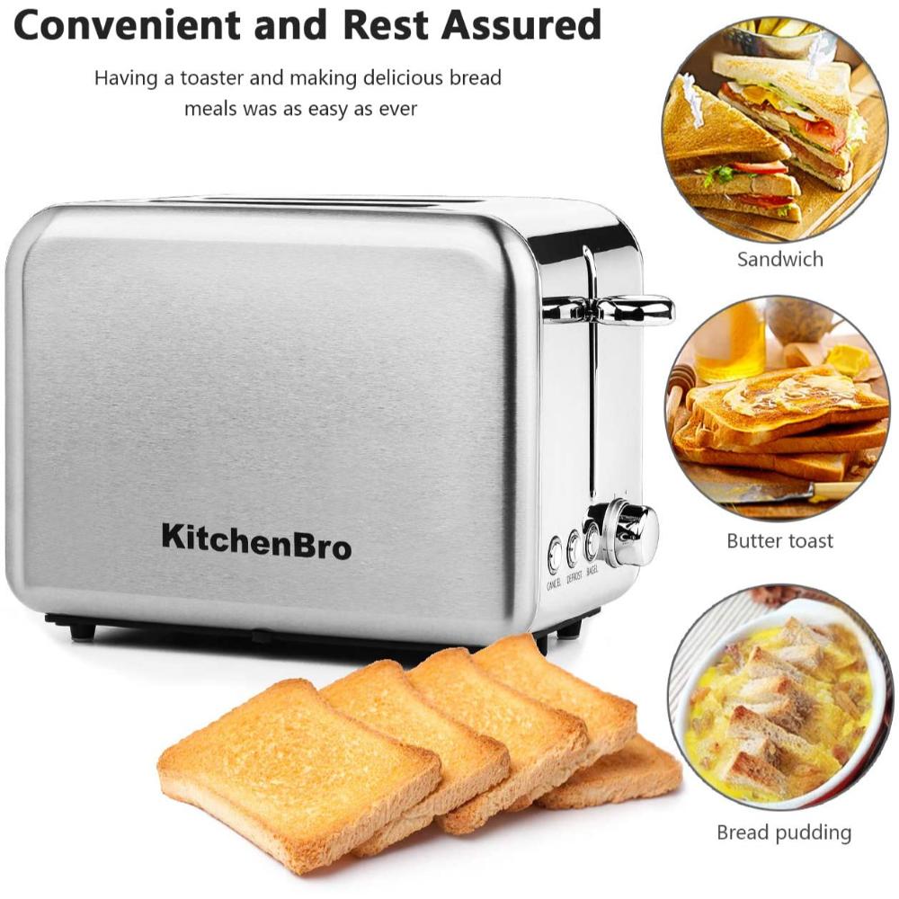 Tostadora Compacta De 2 Ranuras Plateada Kitchenbro img #2