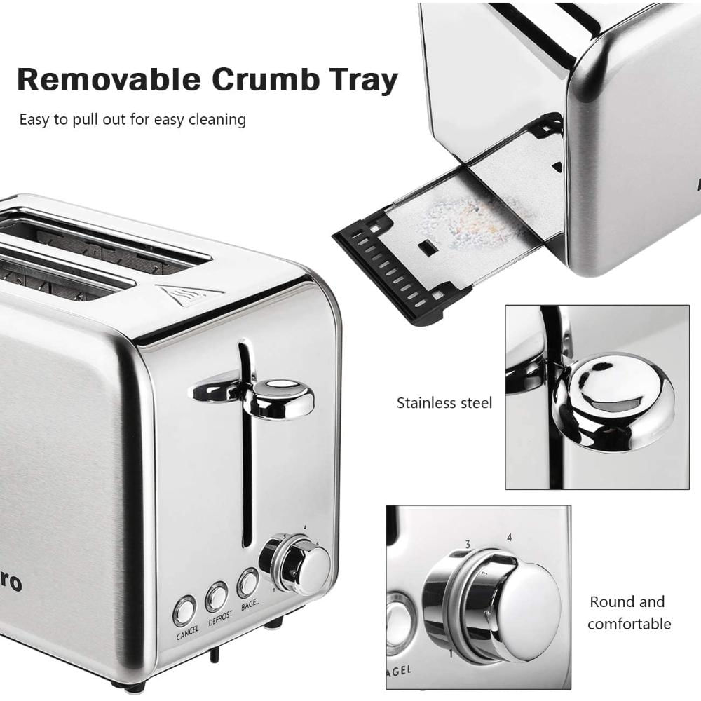Tostadora Compacta De 2 Ranuras Plateada Kitchenbro img #3
