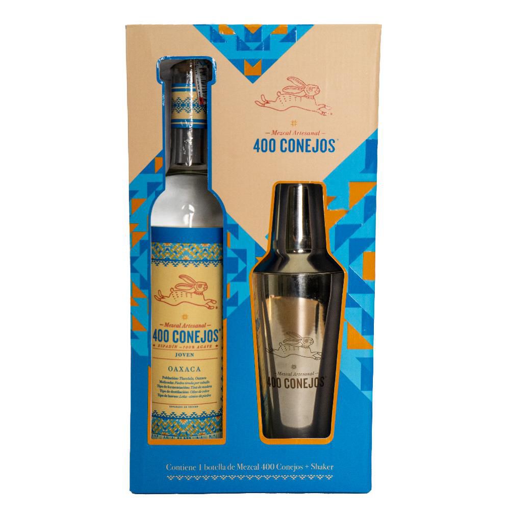 Mezcal 400 CONEJOS artesanal + 1 shaker regalo (750 ml)
