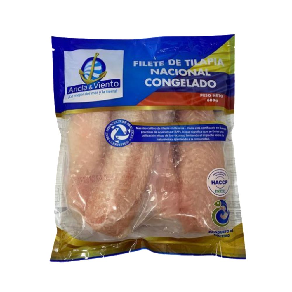 Filete de tilapia o mojarra ANCLA Y VIENTO congelado (600 gr)