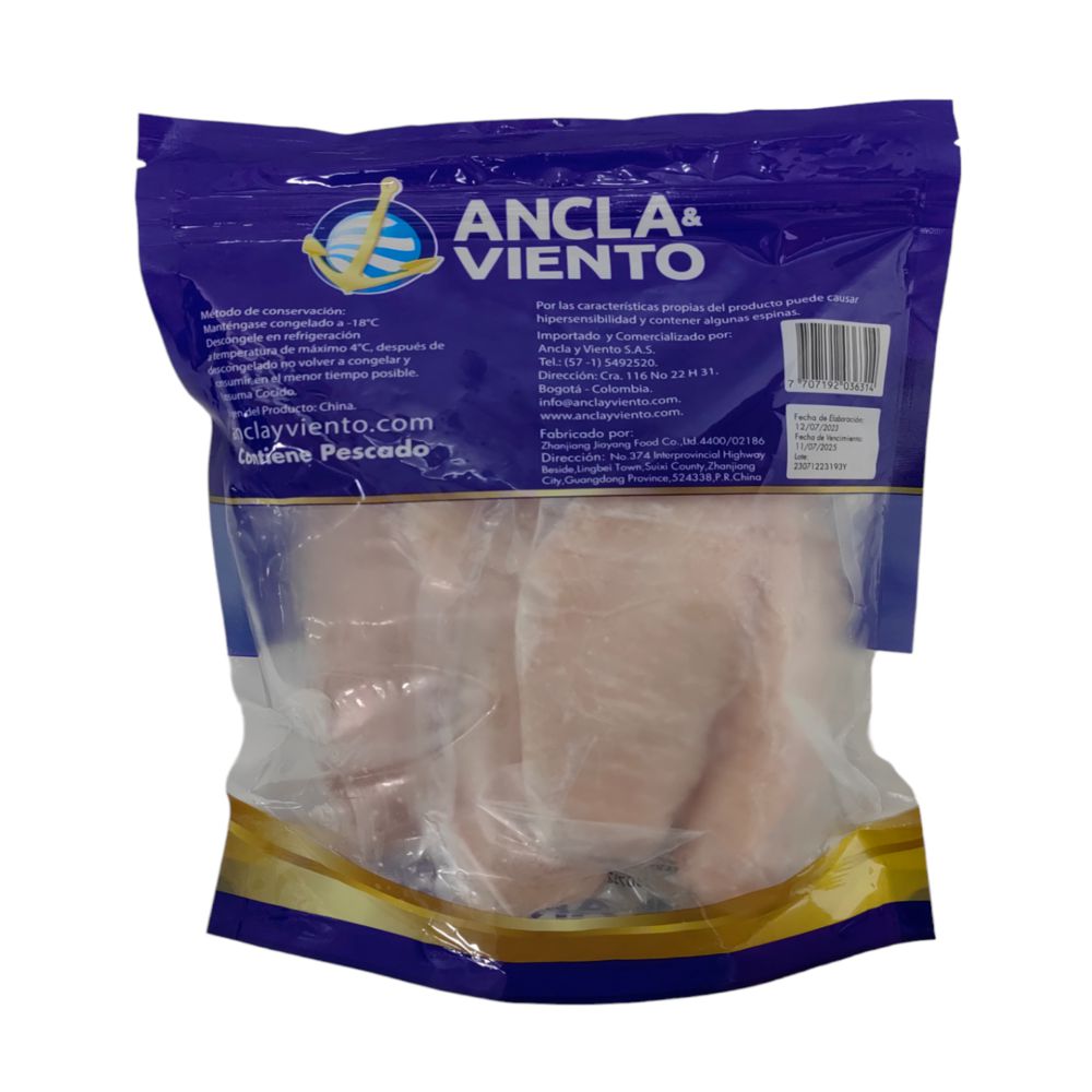 Filete de tilapia o mojarra ANCLA Y VIENTO congelado (360 gr)