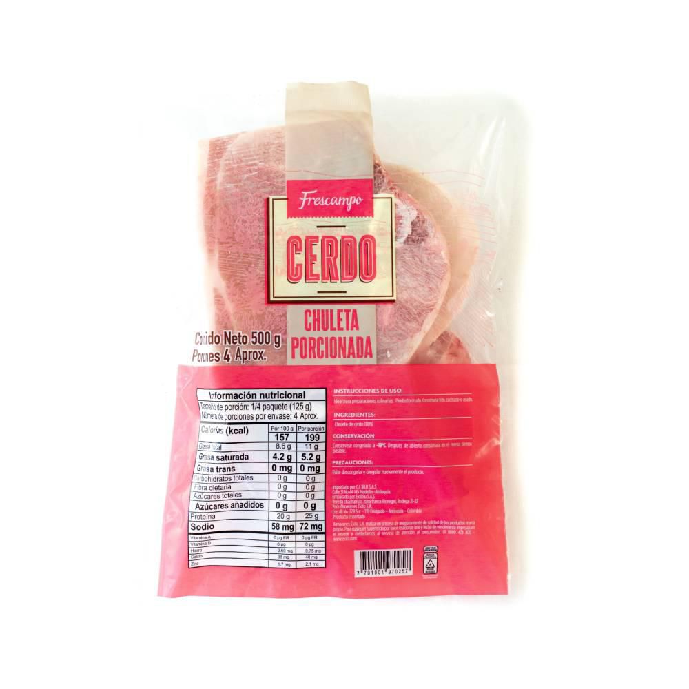 Chuleta o loncha de cerdo FRESCAMPO porcionada (500 gr)