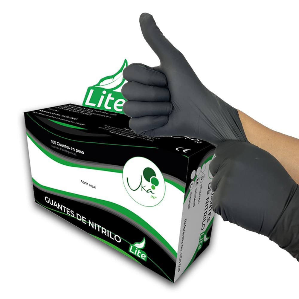 Guantes De Nitrilo Lite Negro M X100u Ukaint
