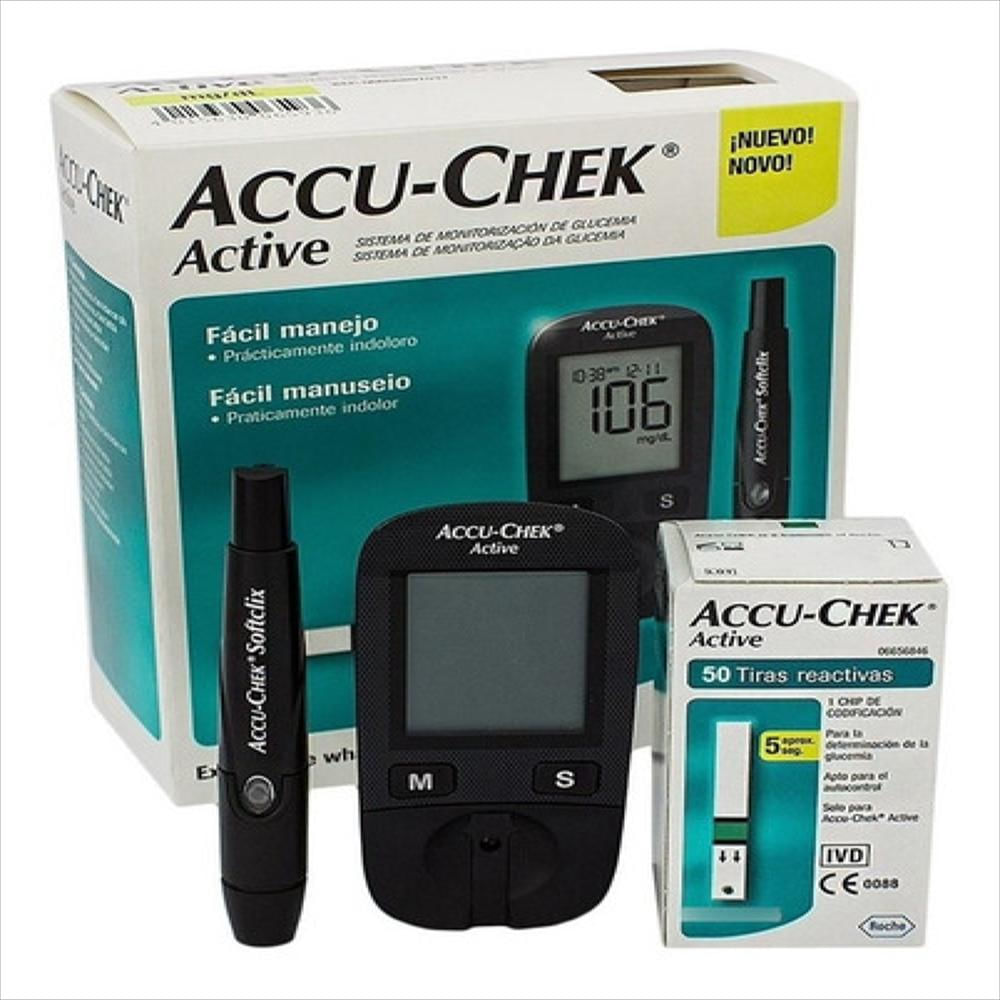 Kit Glucómetro Accu Chek Active Con 60 Tiras