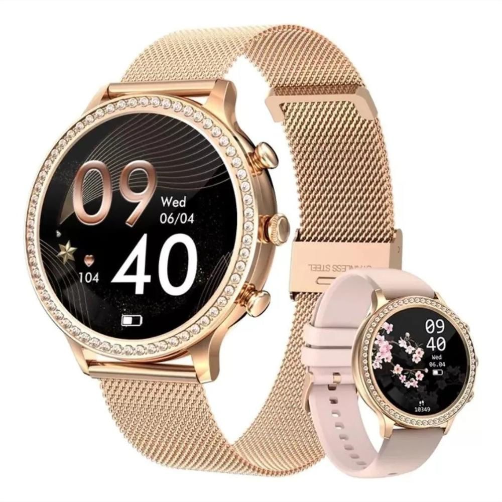 Reloj Inteligente Mujer Smartwatch De Lujo Llamadas Bluetooth Más Correa De Regalo