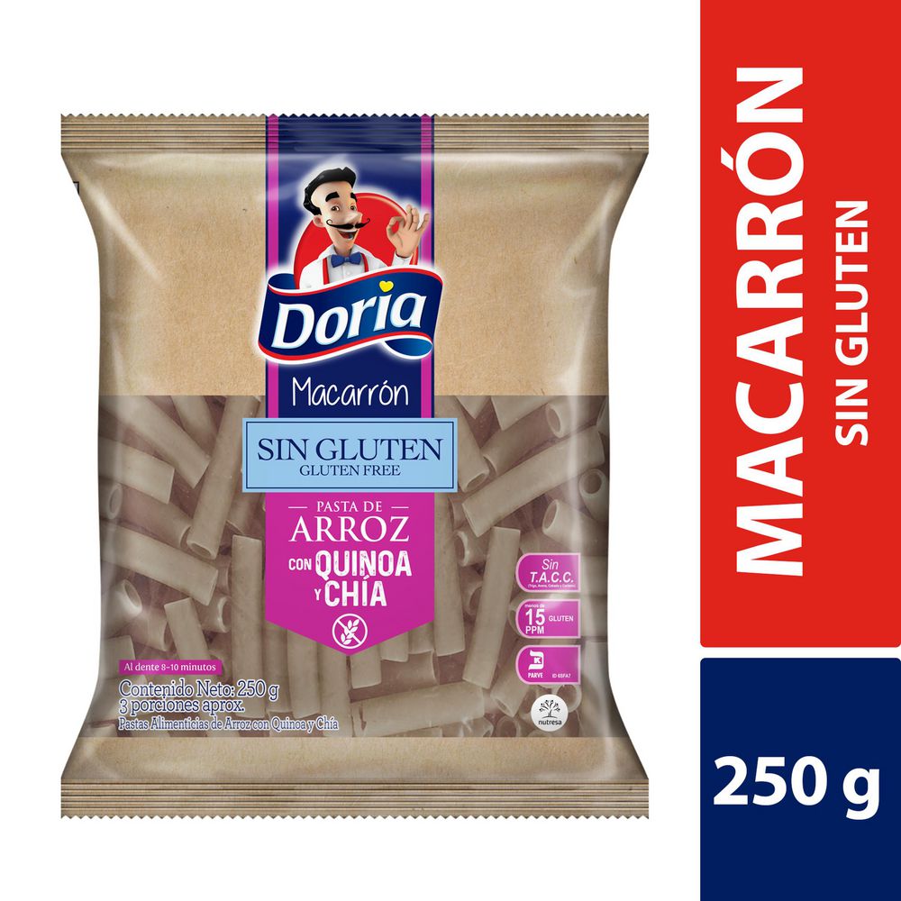 Pastas DORIA de arroz sin gluten quinoa y chia (250 gr)