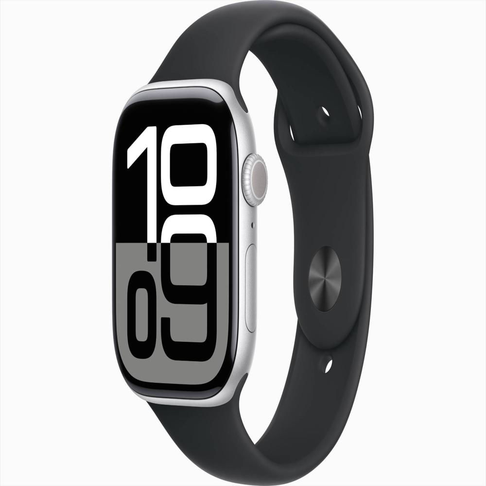 Apple Watch Series 10 Gps 46Mm Aluminio Silver Correa Deportiva S/M Negra