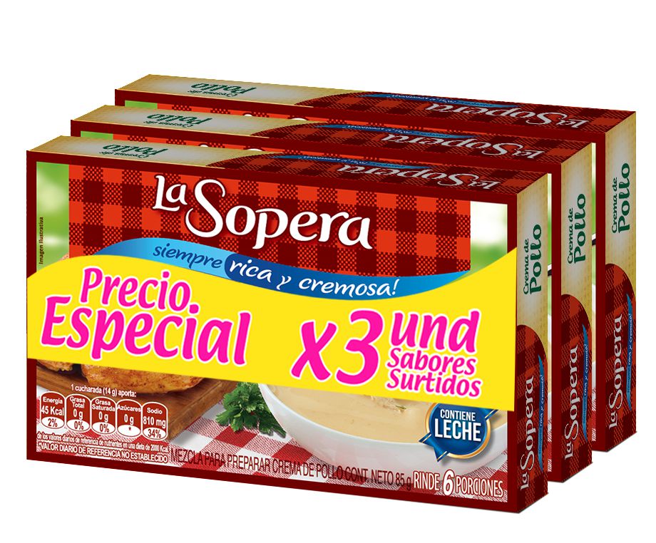 Crema LA SOPERA sabores surtidos x3und  (269.5  gr)