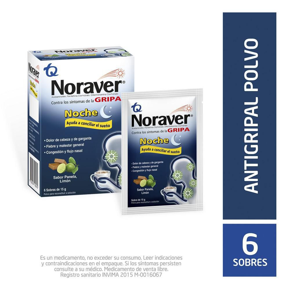 Bebida caliente NORAVER antigripal noche polvo (6 und)