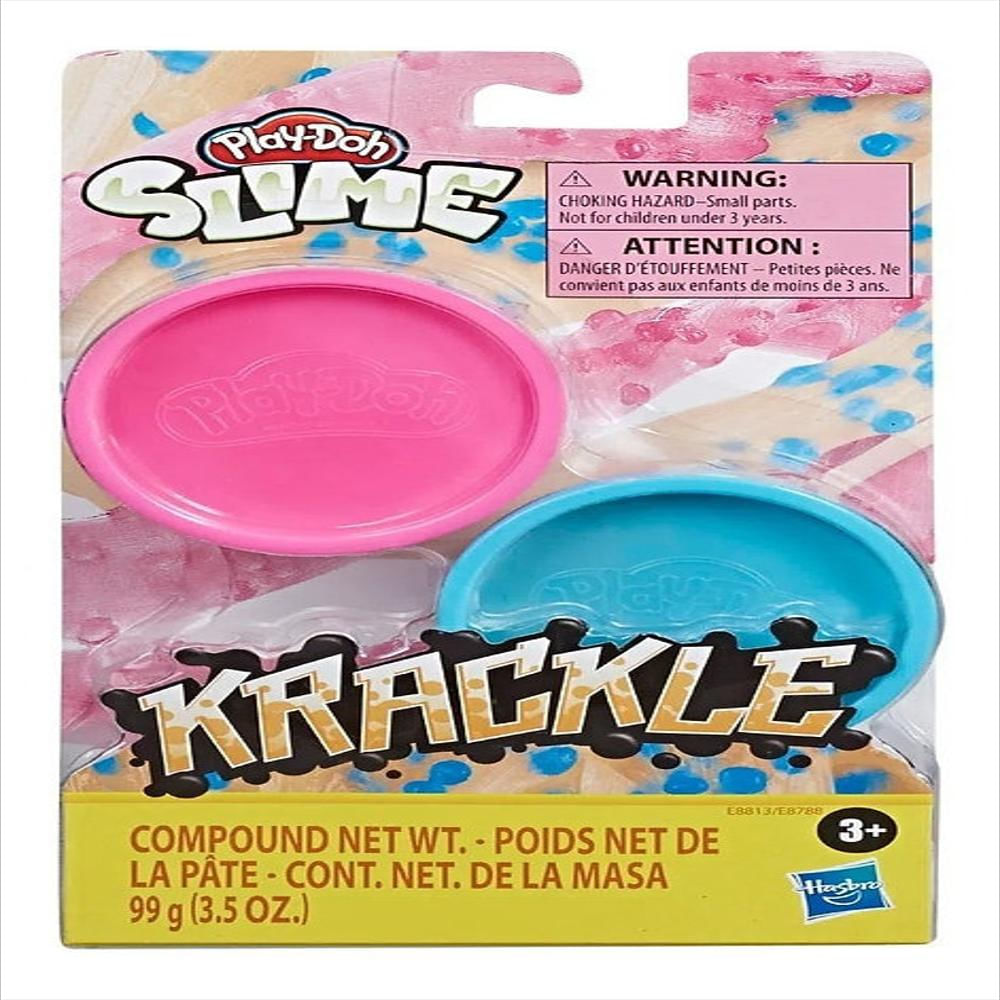 Masa Moldeable Play Doh Slime Krackle X2 Latas 99G Rosado/Azul img #1