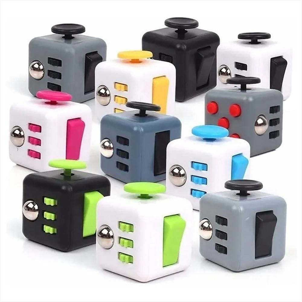 🎲 Cubo Fidget Anti-estrés Con 6 Lados – Juguete Silencioso Para Aliviar La Ansiedad, Ideal Para Oficina Y Viajes (Azul, 3.4 Cm)
