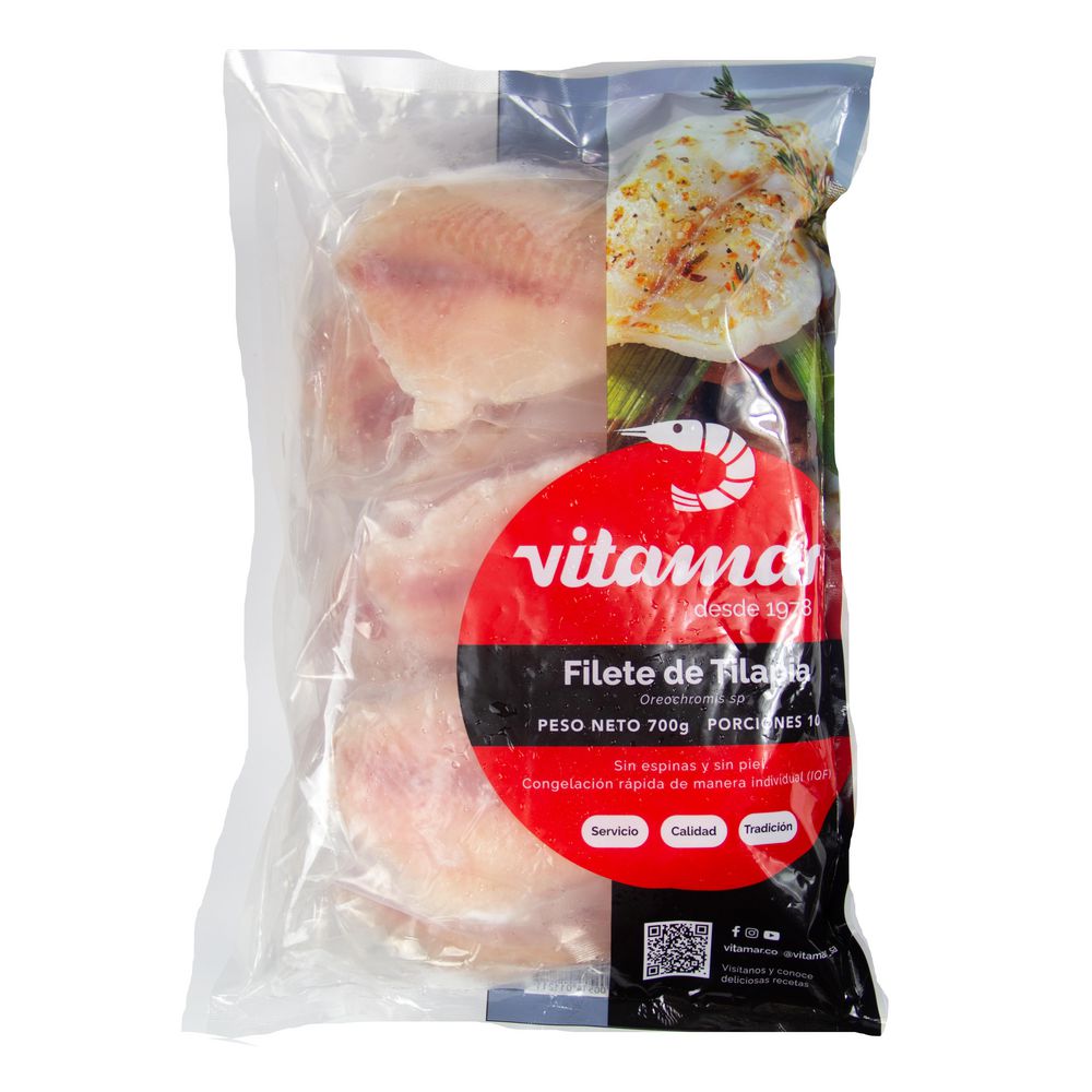 Filete de tilapia o mojarra VITAMAR congelado (700 gr)
