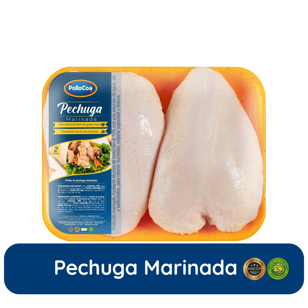 Pechuga de pollo POLLOCOA marinada x2und