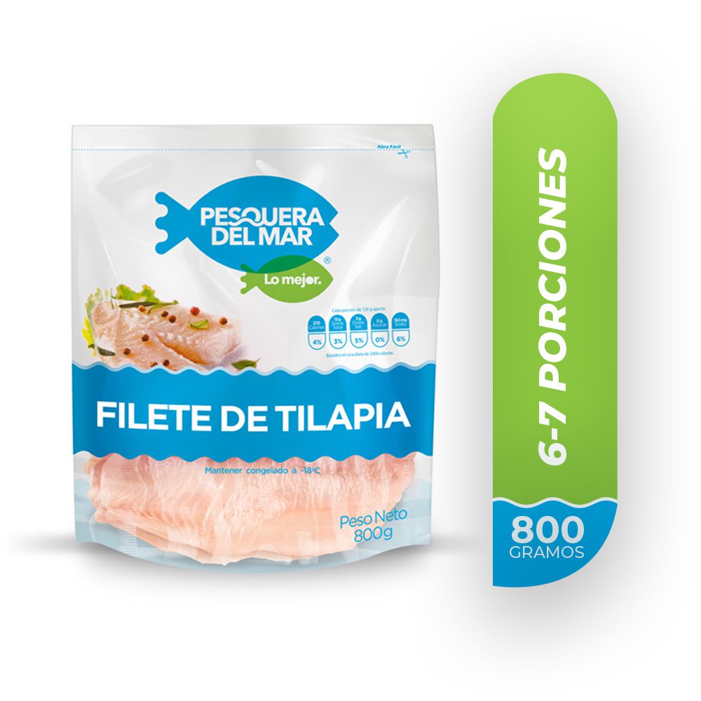 Filete de tilapia o mojarra PESQUERA DEL MAR congelado (800 gr)