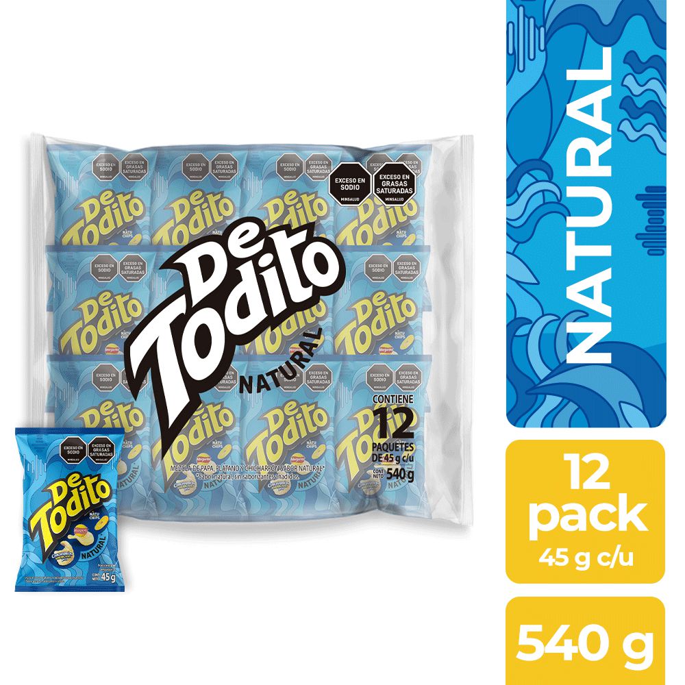 Pasabocas DETODITO Natural x12und 45gr (540 gr)
