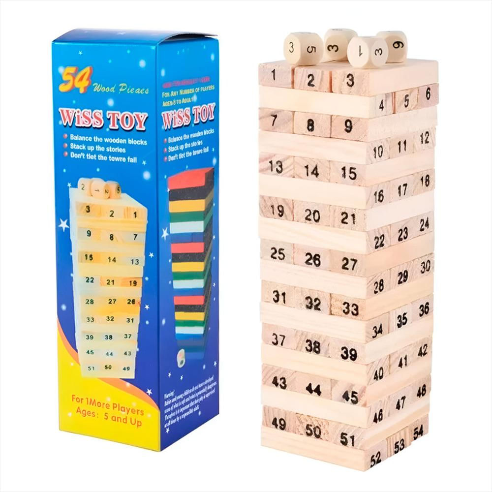 Jenga Torre Madera Pequeña Bloques 48Pc Dados Juego Mesa