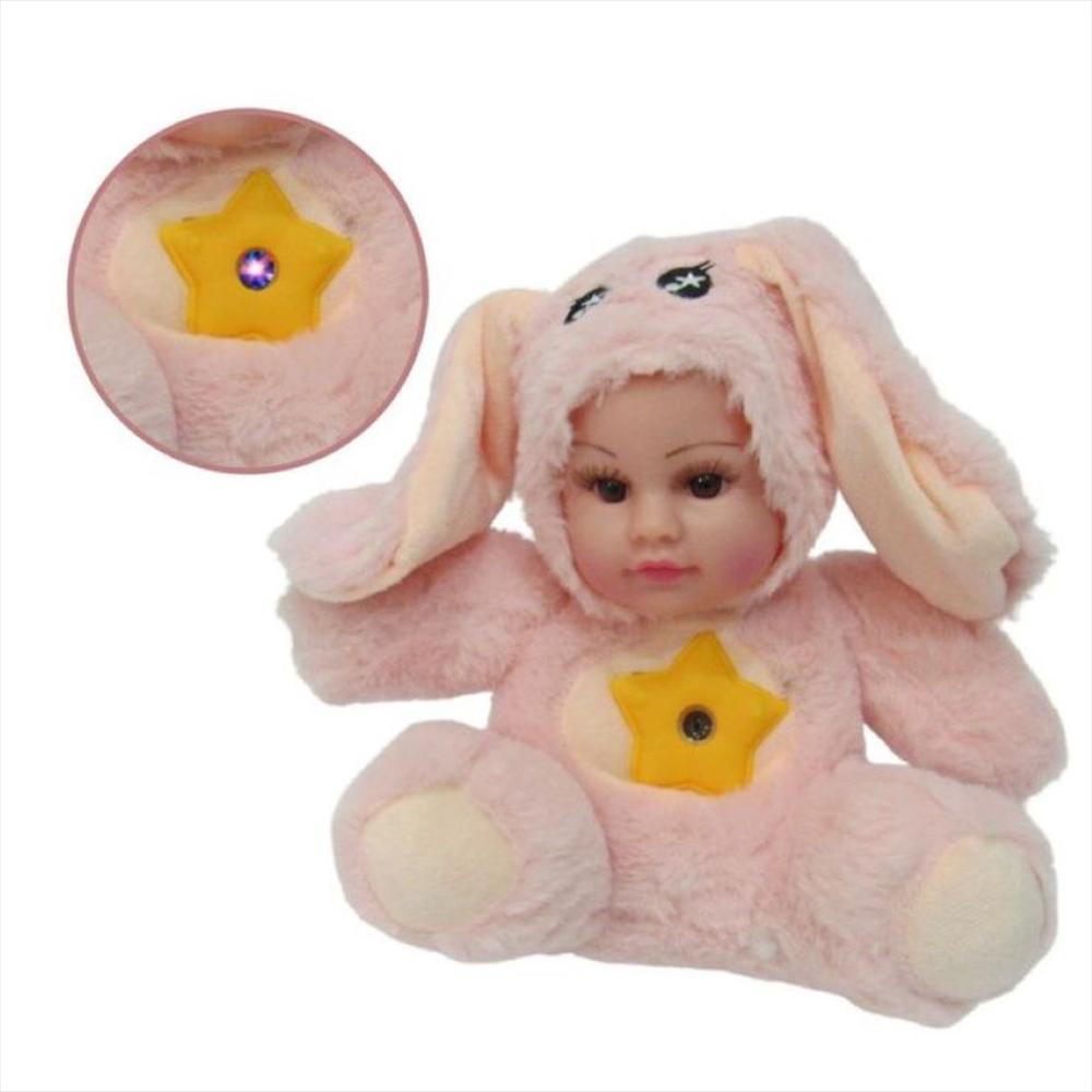 Muñeca Peluche Bebe Proyector De Estrellas Con Música Rosa img #1