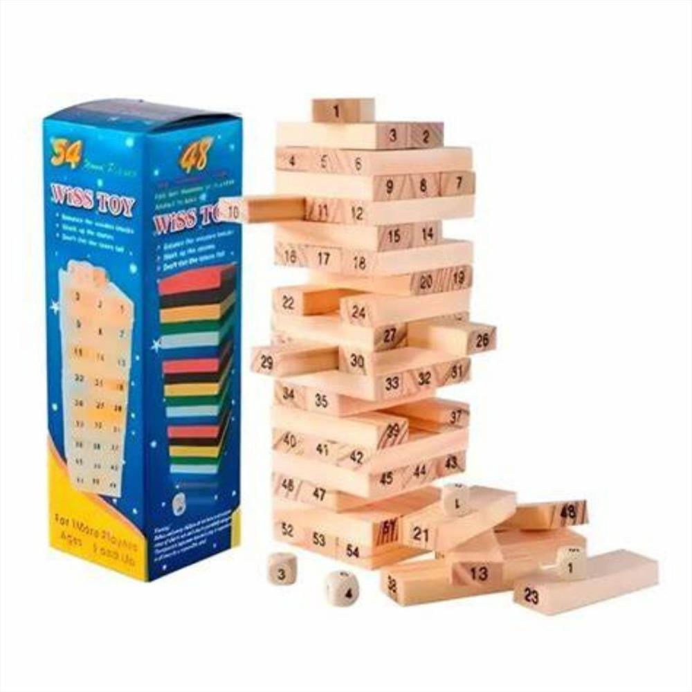 Jenga Torre Madera Grande Bloques 48Pc Dados Juego Mesa