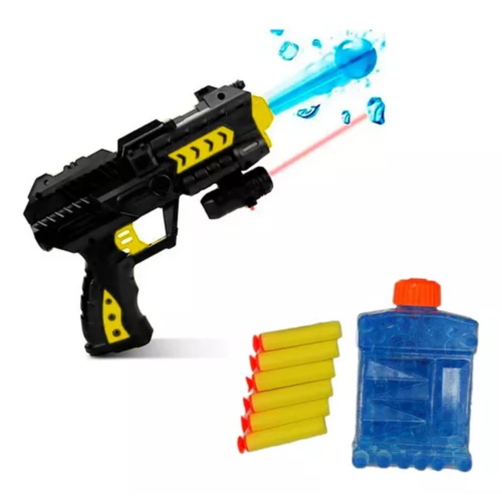 Pistola Lanza Dardos Laser Hidrogel Nerf Juguete Niños. Amarillo