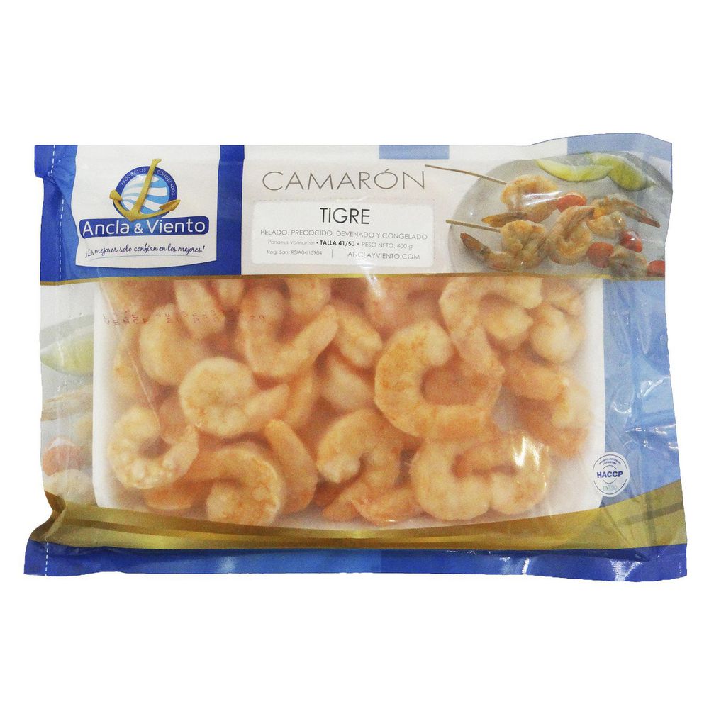 Camarón tigre ANCLA Y VIENTO Precocido talla 4150 congelado (400 gr)