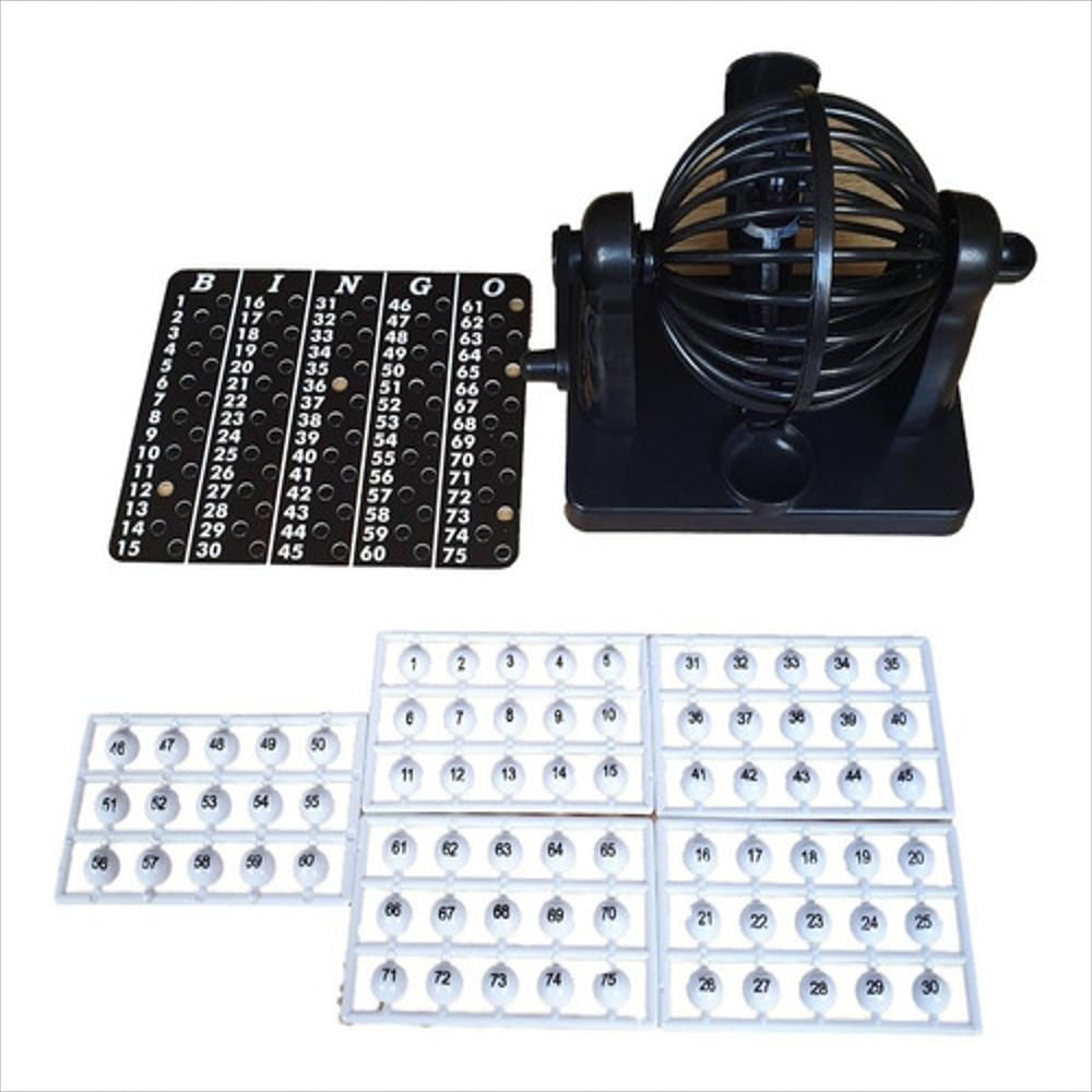 Bingo Balotera Lotto Azar Mini + Fichas + 75 Bola + Cartones