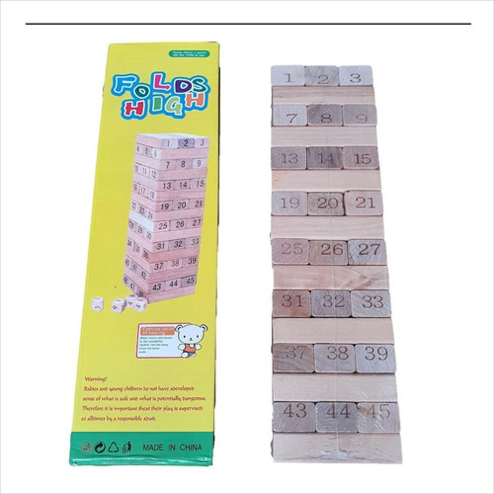 Jenga Madera Numerico Grande Apilar Bloques + Dados