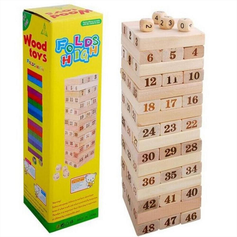 Jenga Tipo Torre Grande Madera Bloques 48Pc Dados Juego Mesa Pimushop