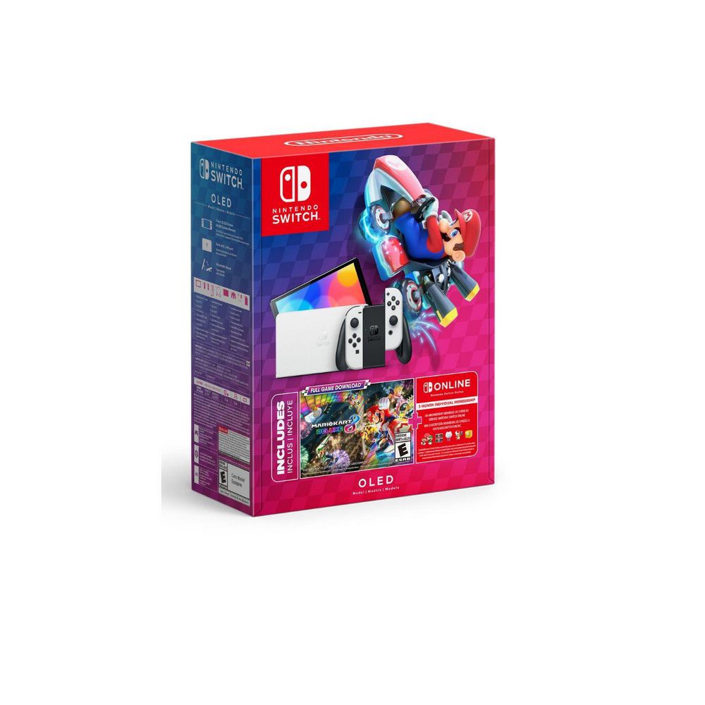 Consola Nintendo Switch OLED 64 GB Blanca Mario Kart 8 + 3 meses de Nintendo Switch Online