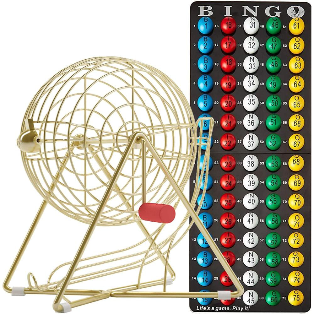 Bingo Profesional Con Jaula De Acero Oro De Lujo