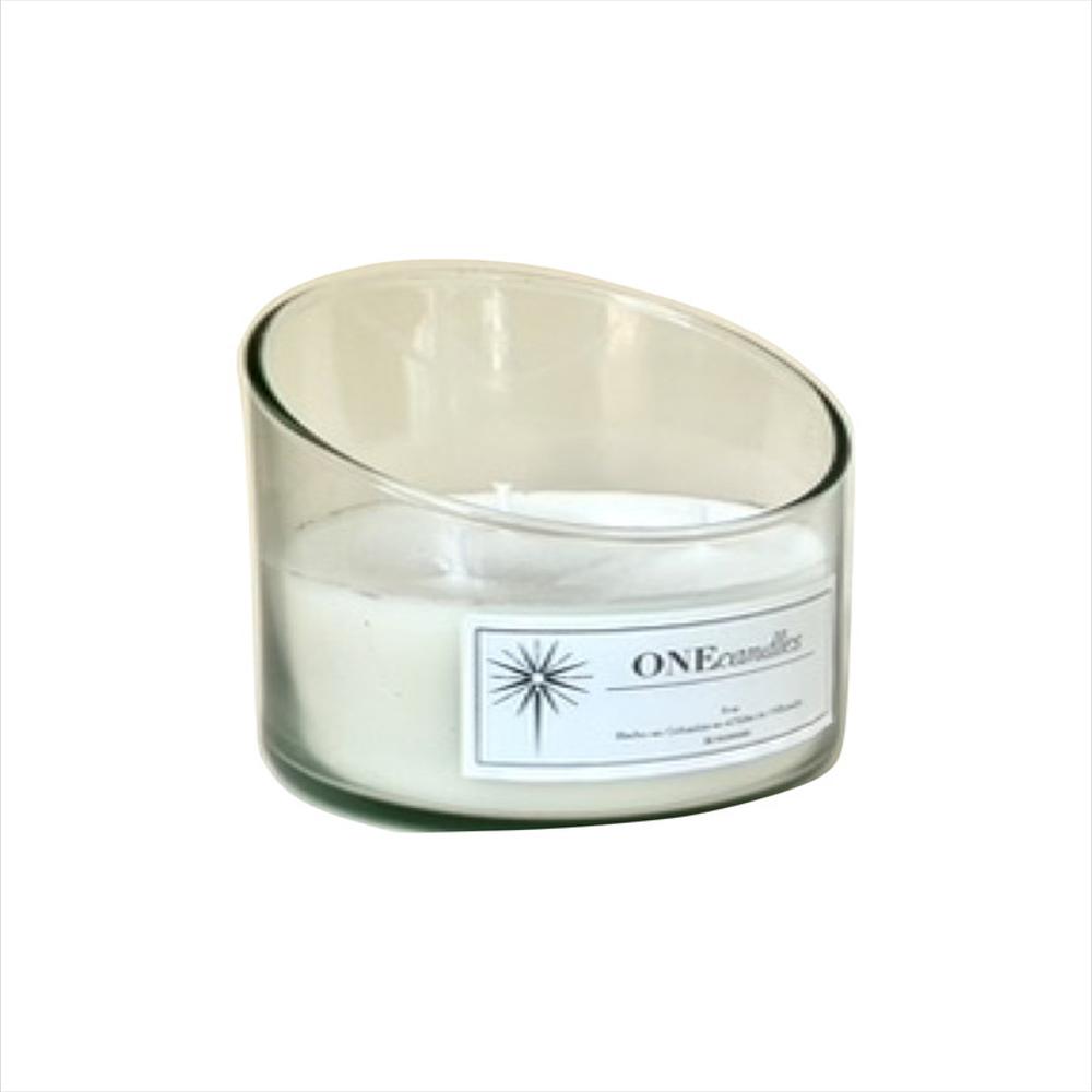 Vela Onecandles Asimétrica 9 Oz Pabilos De Hilo Envase De Vidrio Aroma Limonaria