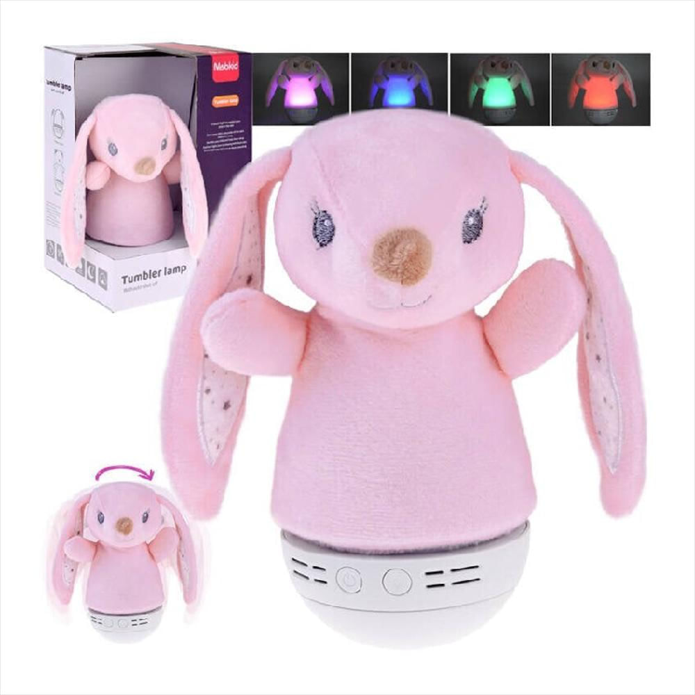 Lampara De Mesa De Noche En Forma De Peluche Multicolor Diseño Infantil Conejor Rosa