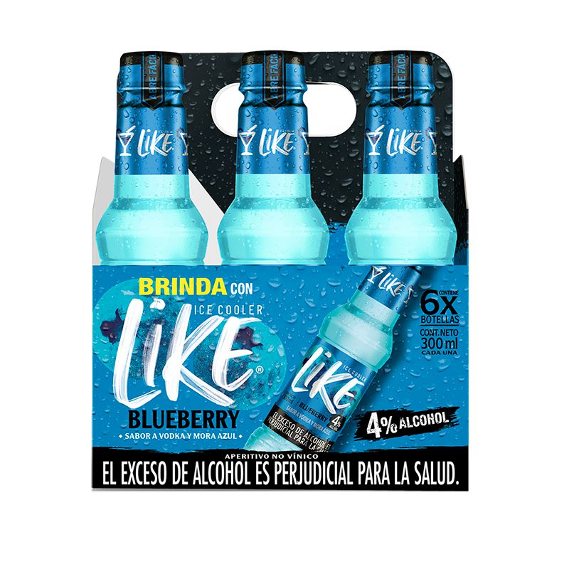 Aperitivo con licor LIKE ICE COOLER blueberry x6und (1800  ml)