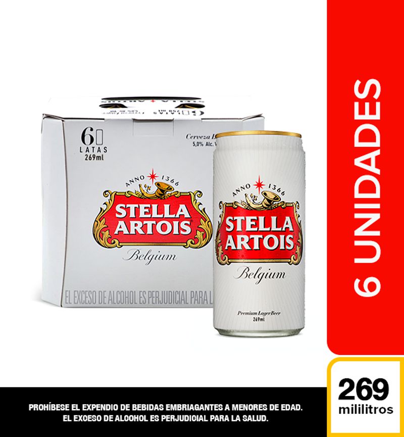 Cerveza STELLA ARTOIS lata x6und (1614 ml)