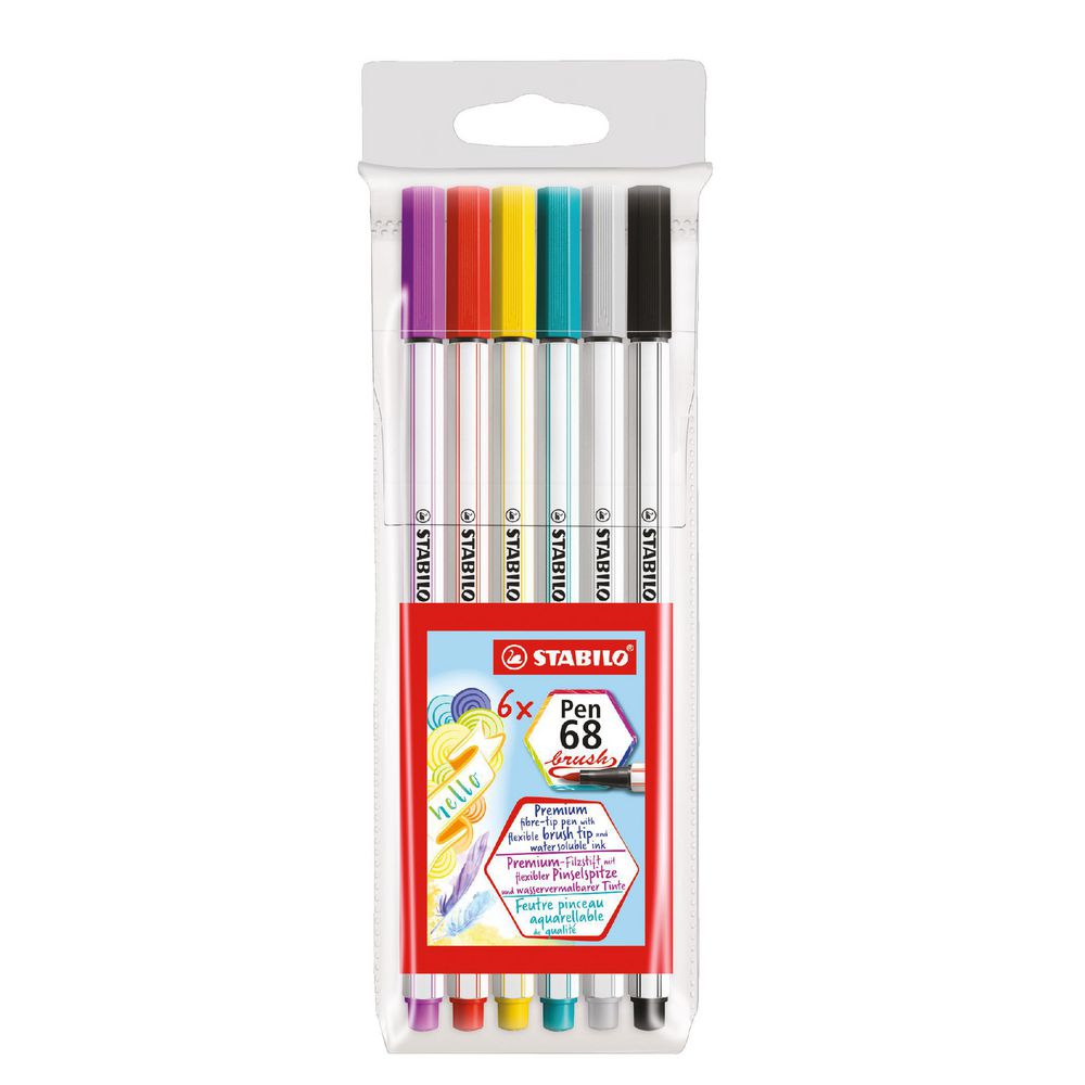 Plumón Pen Brush Estuchex6 STABILO