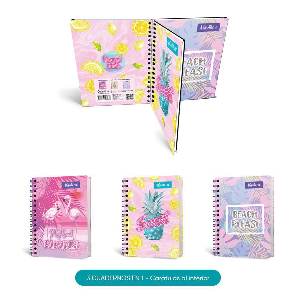 Cuaderno Pastel Tropic 3 Materias Cuadriculado 100 hojas Argollado KEEPERMATE img #1