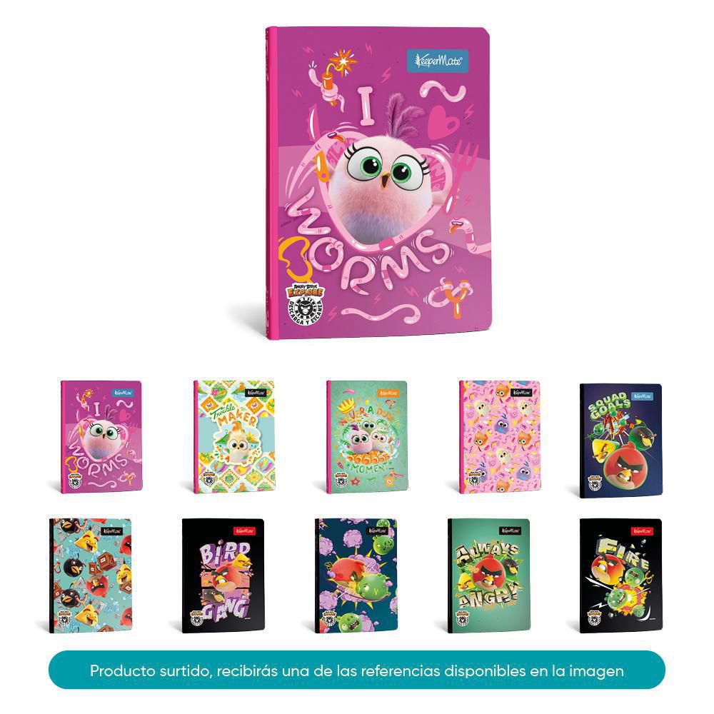 Cuaderno Angry Birds Rayado 100 hojas Cosido KEEPERMATE