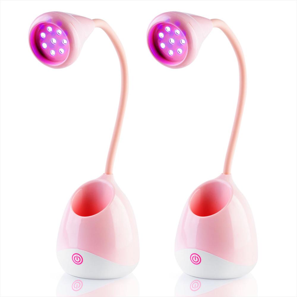 Set X2 Lámpara De Mesa De Noche Moderna Luz Led Uv Carga Usb Rosado