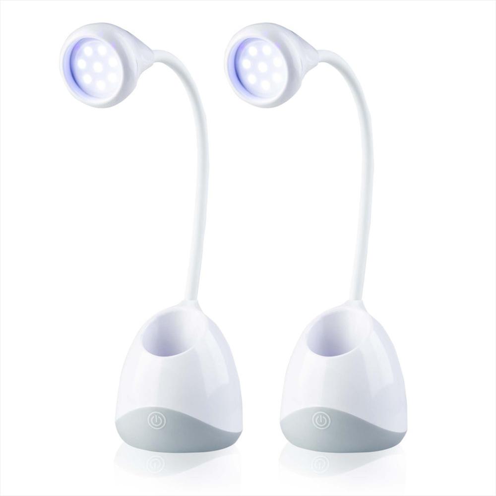 Set X2 Lámpara De Mesa De Noche Moderna Luz Led Uv Carga Usb Blanco