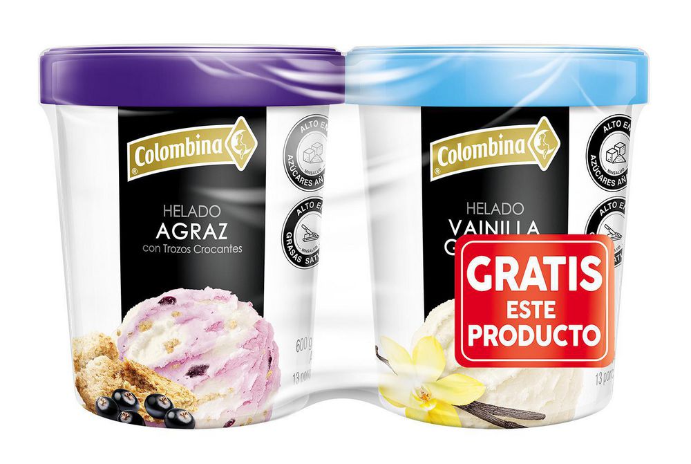 Helado COLOMBINA Agraz GTS Helad Vainilla (600 gr)