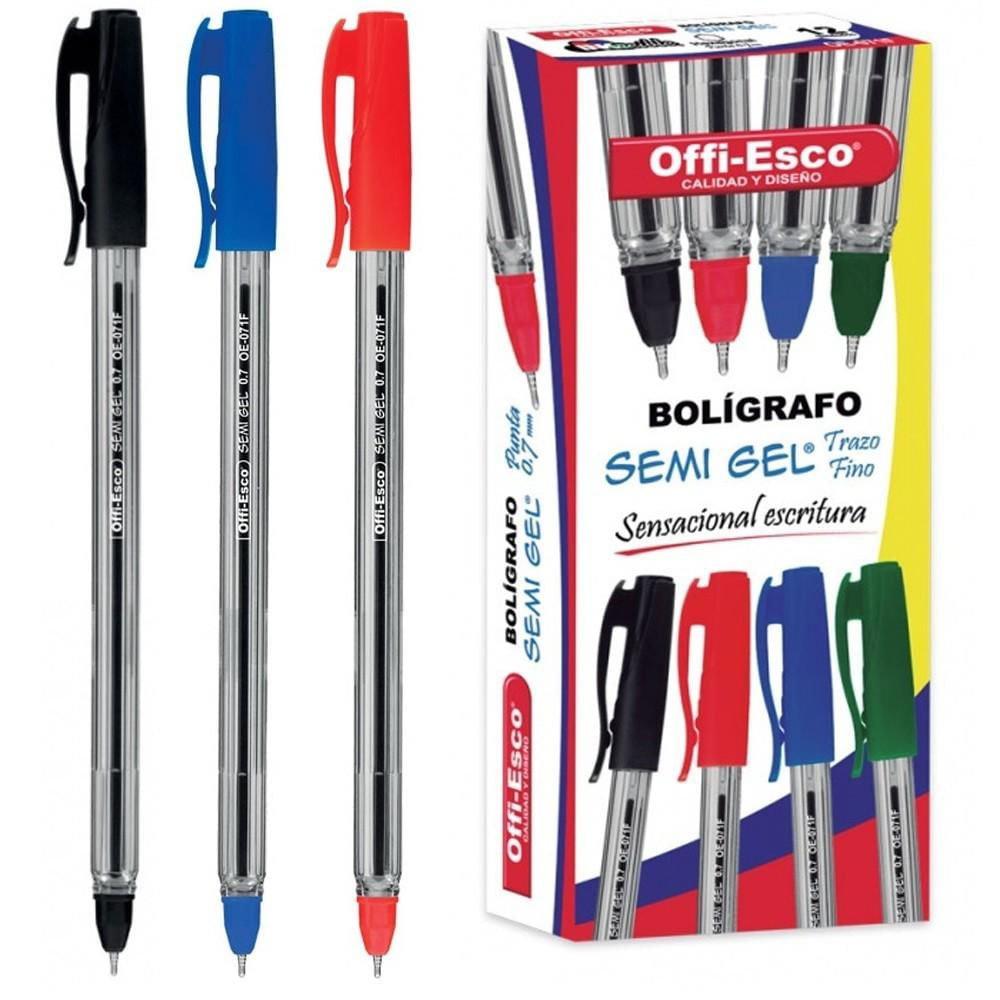 36 Esferos Multicolor Offi Esco Semigel 0.7Mm Trazofino 071F img #1