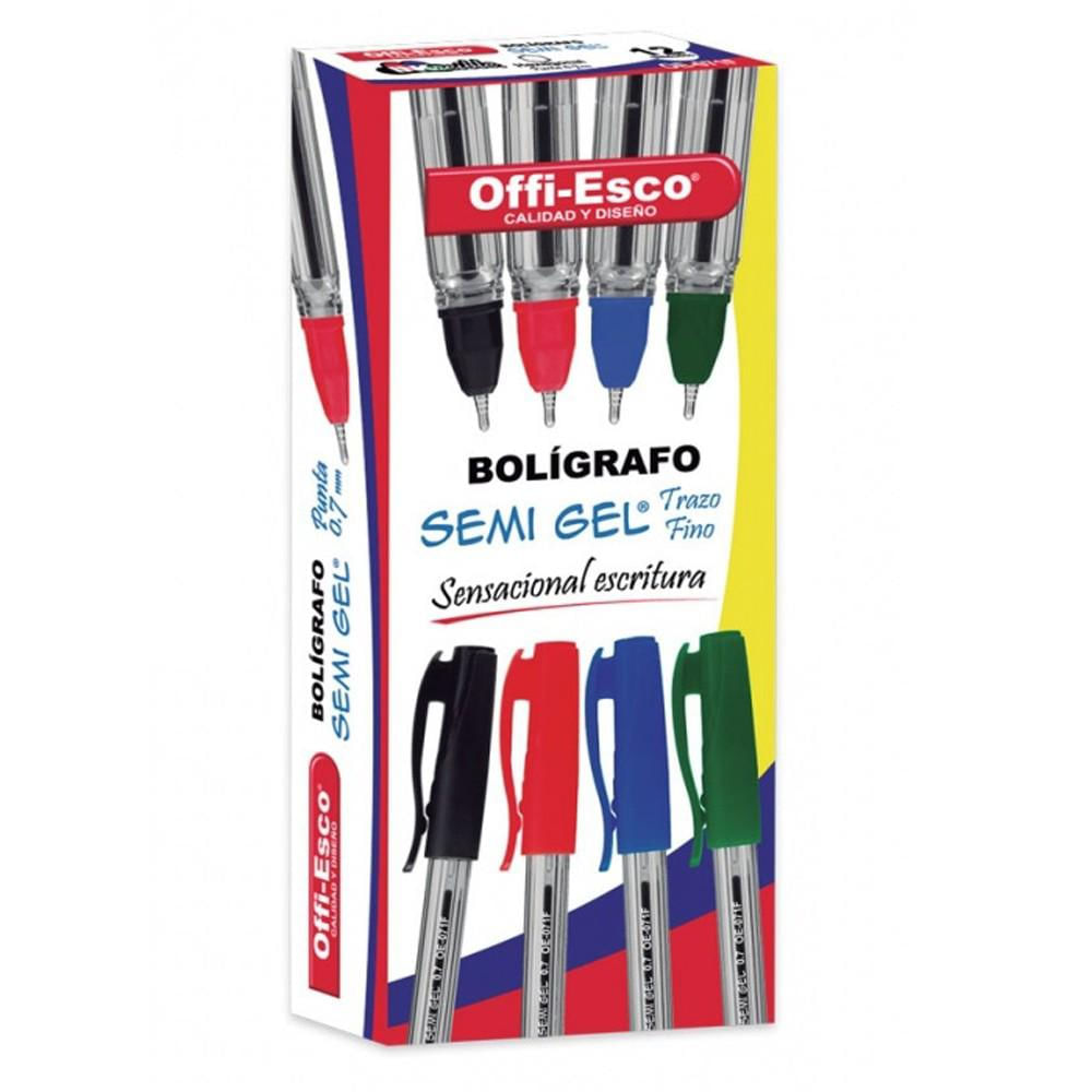 36 Esferos Multicolor Offi Esco Semigel 0.7Mm Trazofino 071F img #2