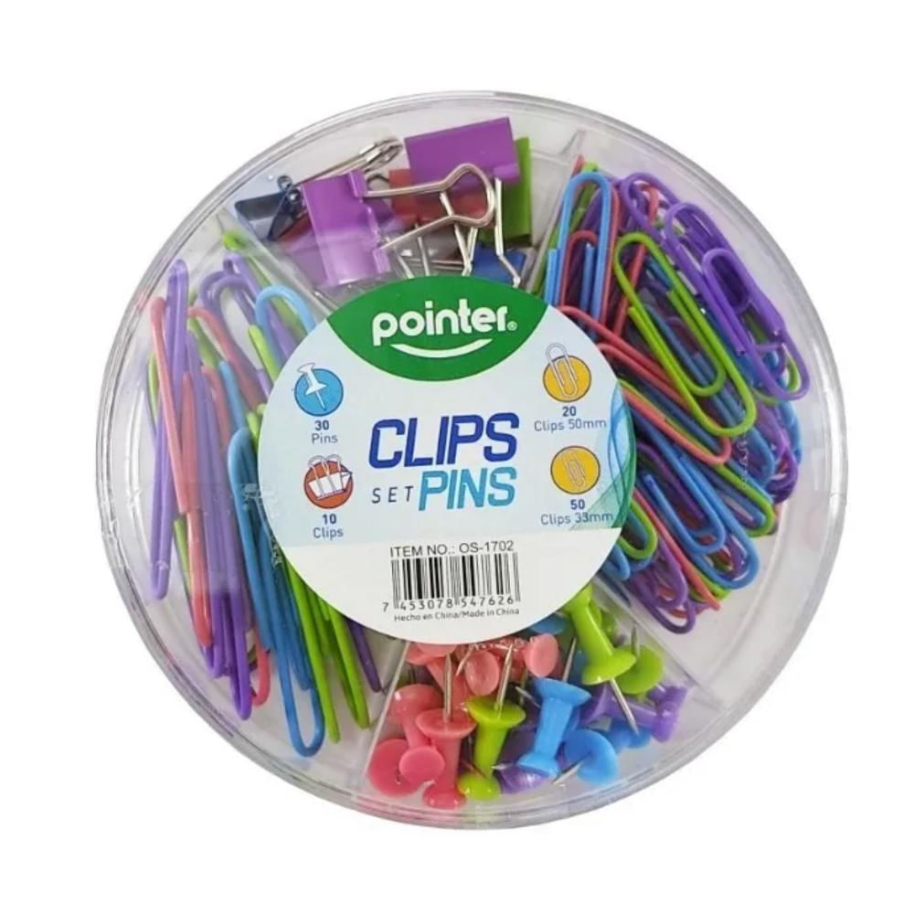 Set De Ganchos Clips Y Pins Pointer X 110 Uds