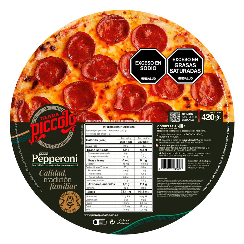 Pizza Ejecutiva Pepperoni PIZZAS PICCOLO 420 gr